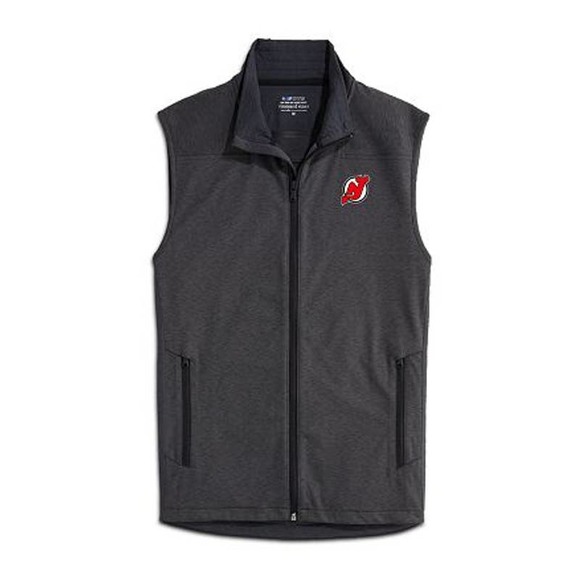 Vineyard Vines Men's Devils Jet Black & Gray Zip Up Vest - Picture 1 of 5
